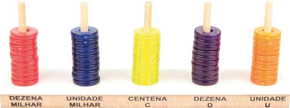 Carlu Brinquedos - Ábaco Aberto Jogo para Aprender Matemática, 4+ Anos, Multicolorido, 1930