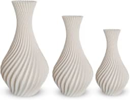 Kit 3 Vasos espirais para Plantas Artificais - Jarro vaso Espiral - Decoração Sala (Branco)