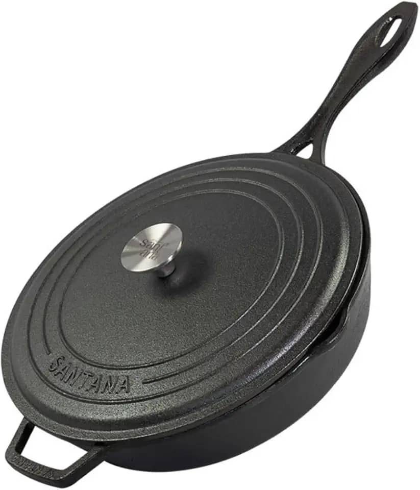 Frigideira de Ferro Fundido Cabo 28 Cm de Ferro Com Tampa Santana