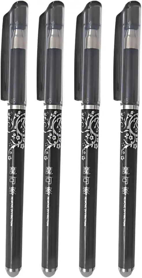 Kit 4 Caneta Apagável Mágica Ponta Fina 0.5mm Preto Fantasminha Canetas Que Apaga (Preto)