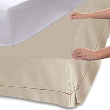 Saia para Cama Box Solteiro Ponto Palito Encaixe Prático (Cáqui)