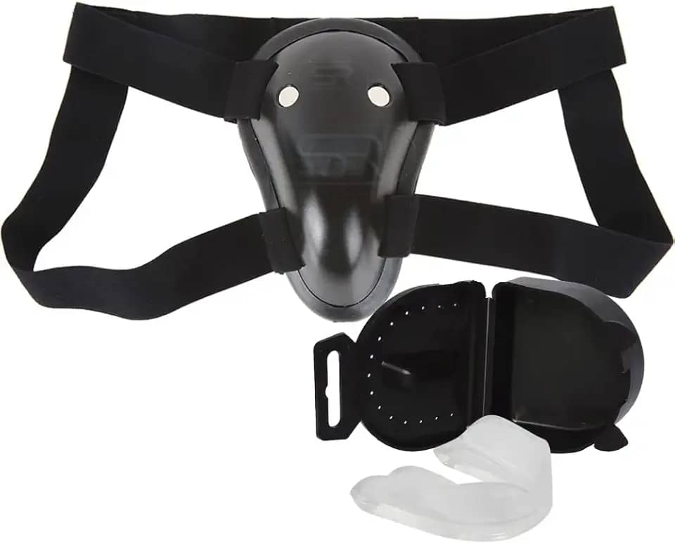 Protetor Genital Ajustável + Protetor Bucal Simples Moldável Com Estojo - Coquilha