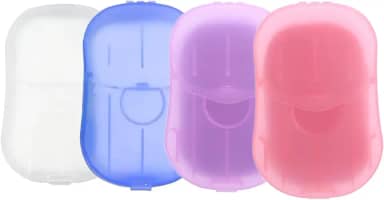 GIBENUO 4 caixas (200 folhas) folhas de sabão para lavar as mãos para viagens ao ar livre, portátil, caminhada, sabão de papel de mão para viagem, festa, escola, acampamento