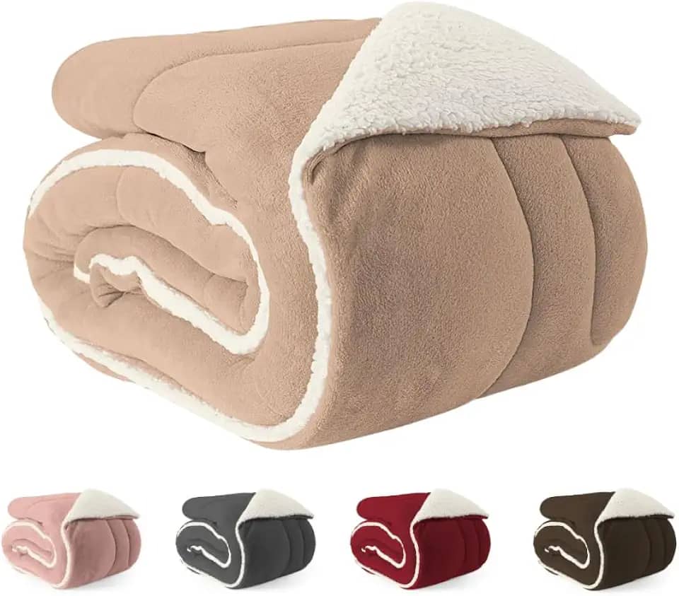 Coberdrom Edredom Solteiro Sherpa Dupla face Macio 2,40m x 1,60m (BEGE)