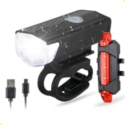 Kit Lanterna e Farol para Bicicleta Recarregável – LED Potente, Resistente à Água, Vários Modos de Luz, USB Incluso – Segurança e Visibilidade Noturna Premium