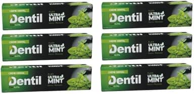 Kit c/ 6 Creme Dental Ultra Mint Refrescante Sem Fluor Dentil 70g