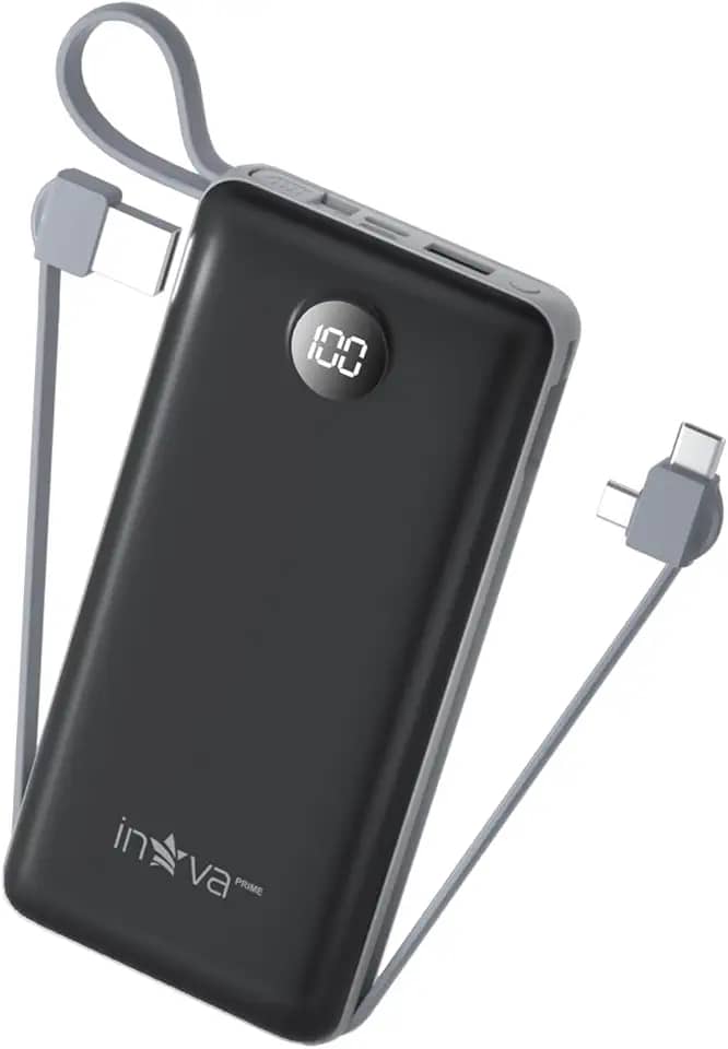 Power Bank, Carregador Portátil de 20000mAh com Carga Rápida, Múltiplas Portas, Design Leve e Proteção Inteligente para Dispositivos iOS e Android/USB/Type-C/Preto/(KV-P204-Preto)