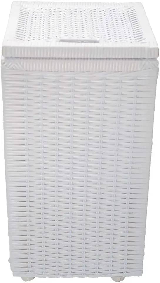 Cesto roupa suja roupeiro fibra sintetica junco branco 30x30x57