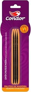 Kit com 3 Palitos Para Unhas em Madeira Durável, Condor, Marrom, Pequeno