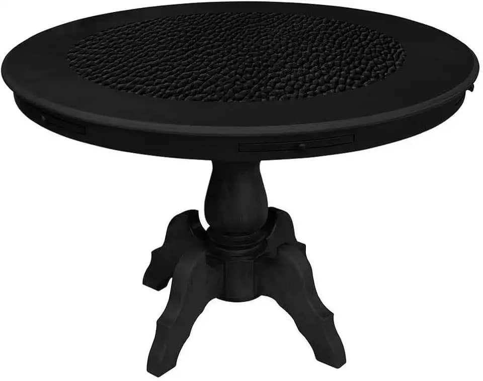 Mesa de Jogos Carteado Montreal 6 Lugares Redonda Tampo Reversível com Gavetas e Porta Copos Preto Fosco - Gran Belo