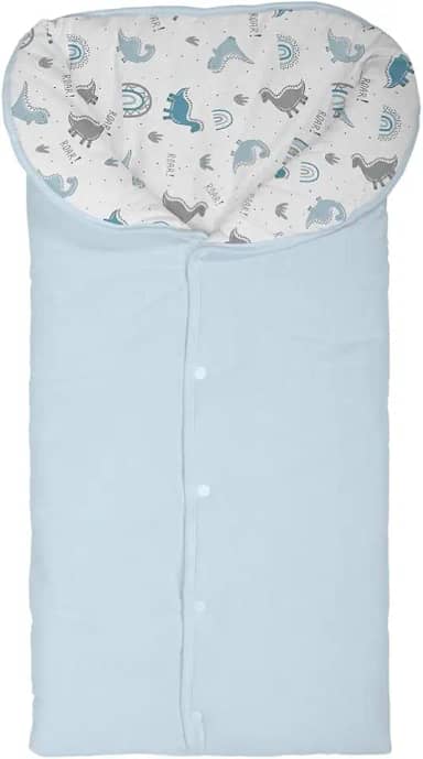 Porta Bebê Saco De Dormir Malha Menino e Menina (Azul Dinossauro)