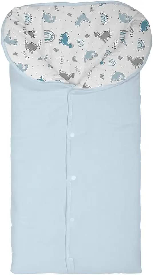 Porta Bebê Saco De Dormir Malha Menino e Menina (Azul Dinossauro)