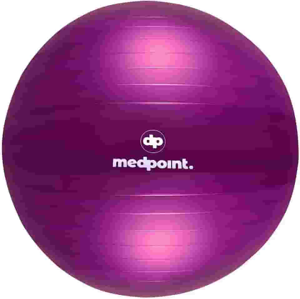 Bola de Pilates 65cm Roxo para Yoga Fitness e Ginástica Suporta até 300kg Ideal para Abdominal e Fisioterapia com Bomba Fortalecimento, Tonificação e Flexibilidade Antiestouro