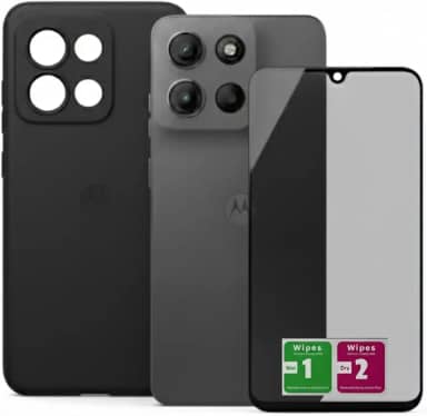Kit Capa Anti-Impacto Preta TPU + Película Cerâmica 9D ou Privacidade 3D – Compatível Moto G75 (Película Privacidade 3D)