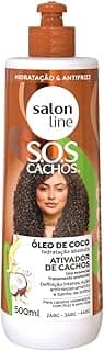 Salon Line, Ativador de Cachos, S.O.S Cachos, Óleo de Coco, Tratamento Profundo, Não Vegano - Para Cabelos Ondulados, Cacheados e Crespos, 500 ml
