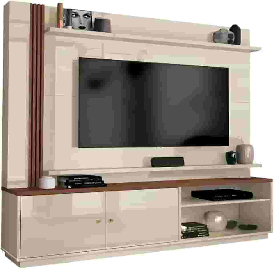 Estante Home Theater Para Tv Até 65 Polegadas 1,80m Royale Off White/Naturale EDN
