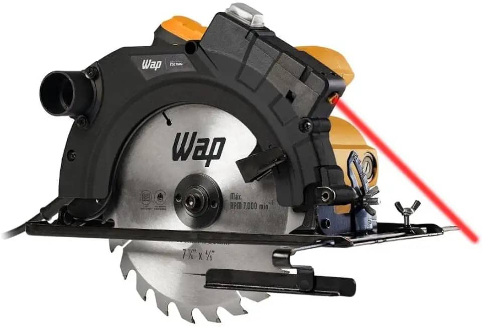 WAP Serra de Circular 7.1/4' ESC 1500 com Guia a Laser e Base de Ajuste até 45°, Empunhadura Emborrachada, 1500W 127V