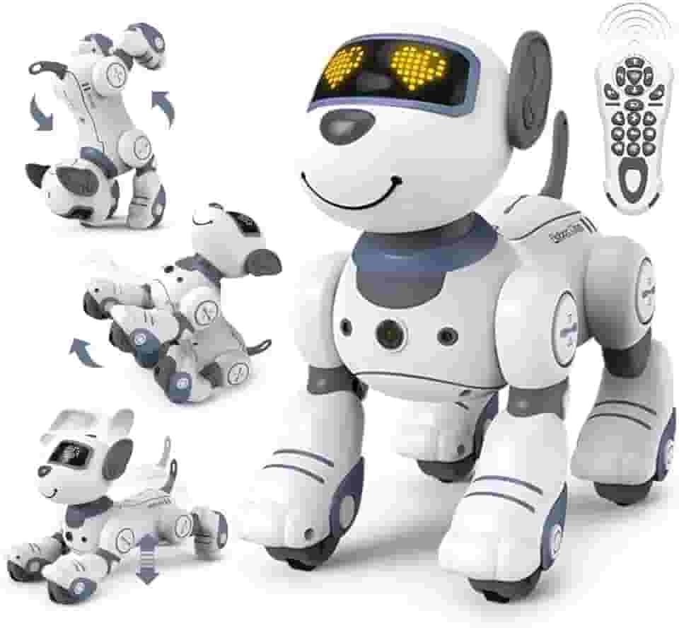 Cachorro Robô Inteligente, Smart Robot Dog, Cão Robô Dançarino Com Comando de Voz Programável, Sensível ao Toque e musical (Azul)