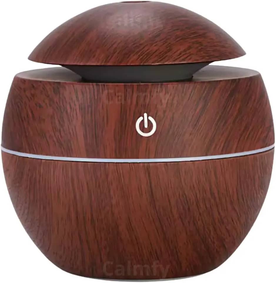 Umidificador de Ar Difusor de Aromas Ultrassônico 130ml - Óleos Essenciais, Luz LED, Bivolt - Silencioso e Portátil para Casa e Escritório (Madeira Escuro)