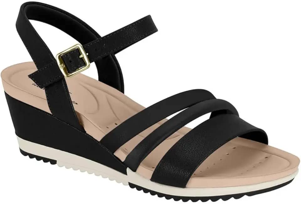 Sandália Anabela Feminina Modare com Tiras e Detalhes em Strass – Leve e Moderna