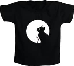 Camiseta Infantil - Halloween Lua Cheia e Gato - 100% Algodão - Moricato