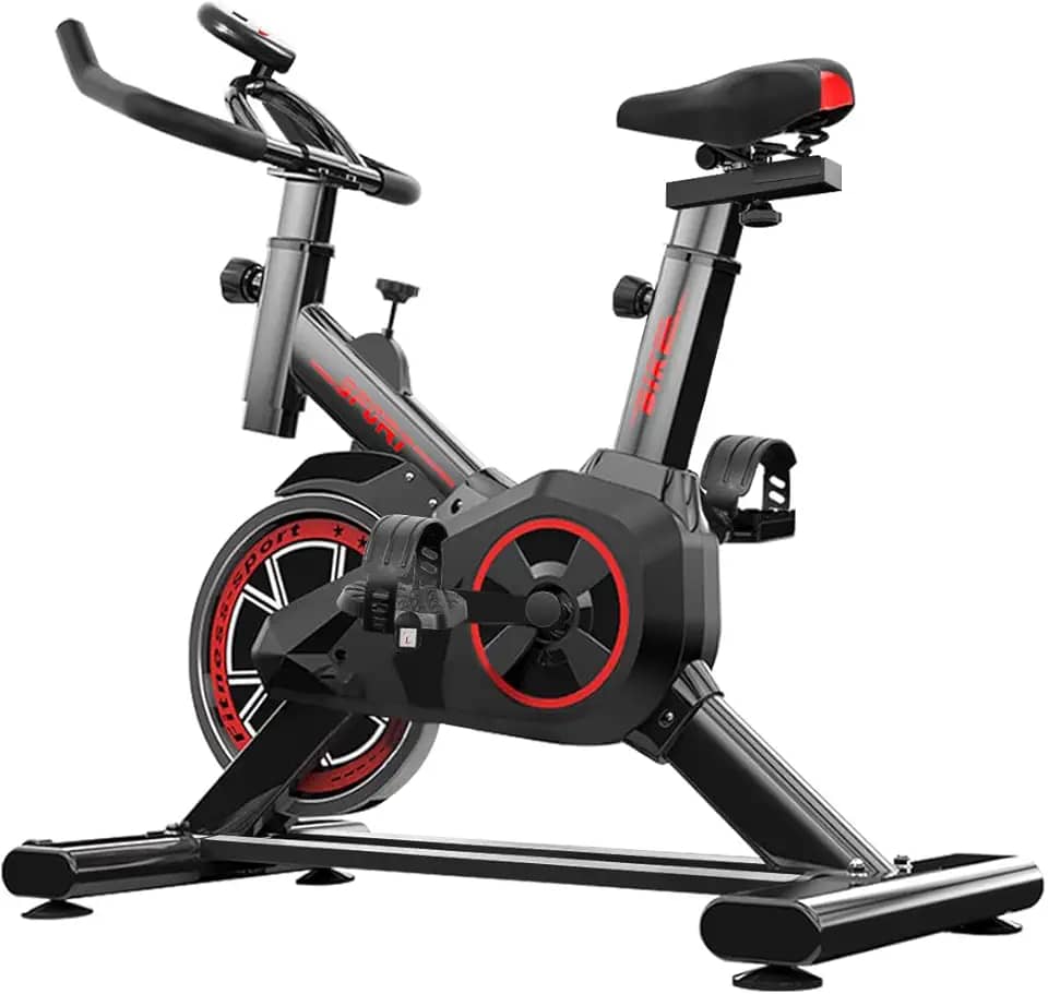 Bicicleta Ergométrica Vertical Silenciosa MAX, 3kg, Compacta e Estável, Ideal para Treino em Casa, Preto/Vermelho