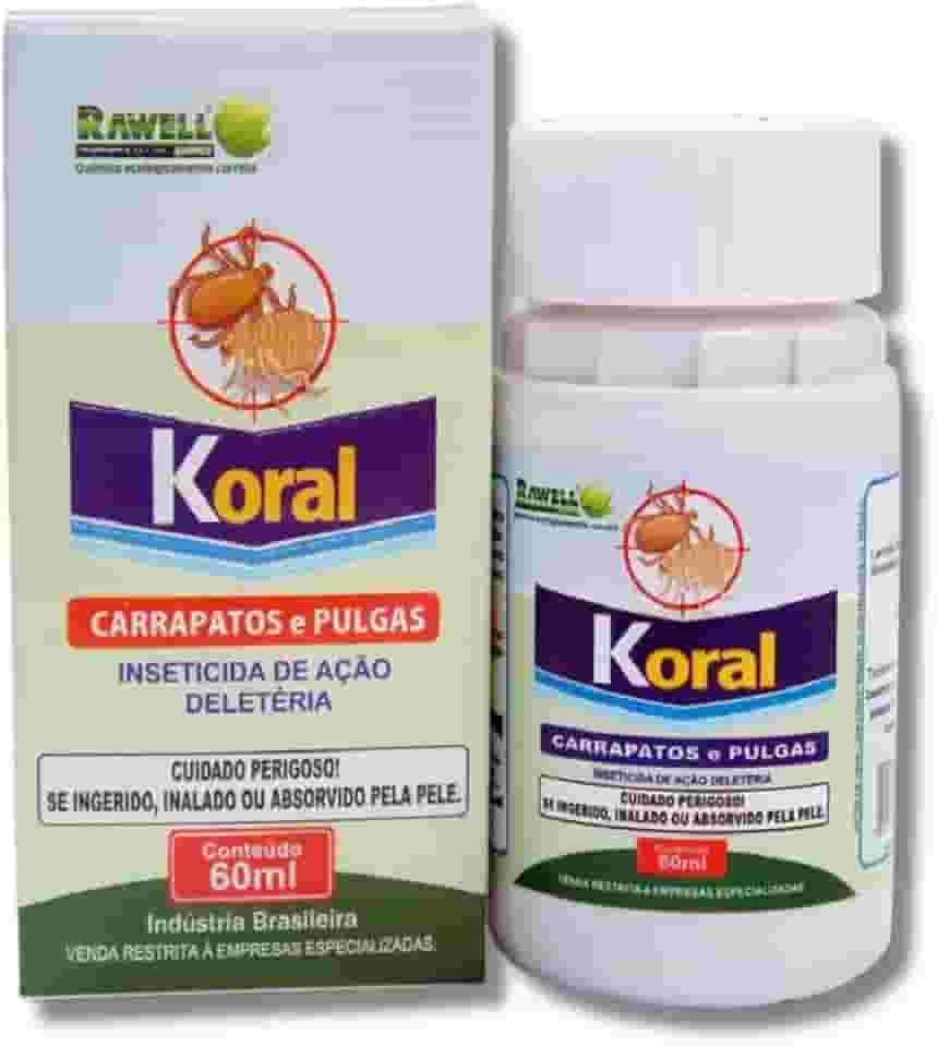 Remedio para Carrapato e Pulga Koral 60ml Sem Cheiro e Cor