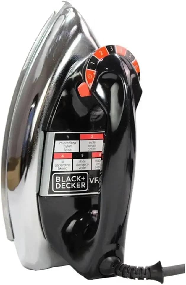 BLACK+DECKER Ferro de Passar Roupa a Seco, Metálico Preto, Modelo VFA1110TM2, 110V