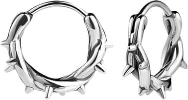 1 par de brincos de argola de aço inoxidável, adequado para homens e mulheres, revestimento prateado, estilo punk, espinhos góticos, brincos cônicos, redondos, hipoalergênicos, estilo minimalista