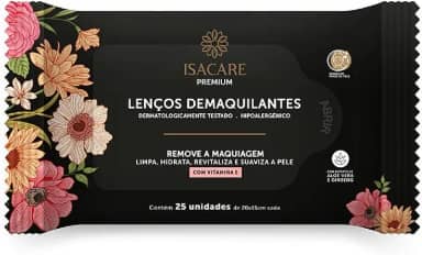 Lenços Demaquilantes Premium, Isacare, 20 Unidades