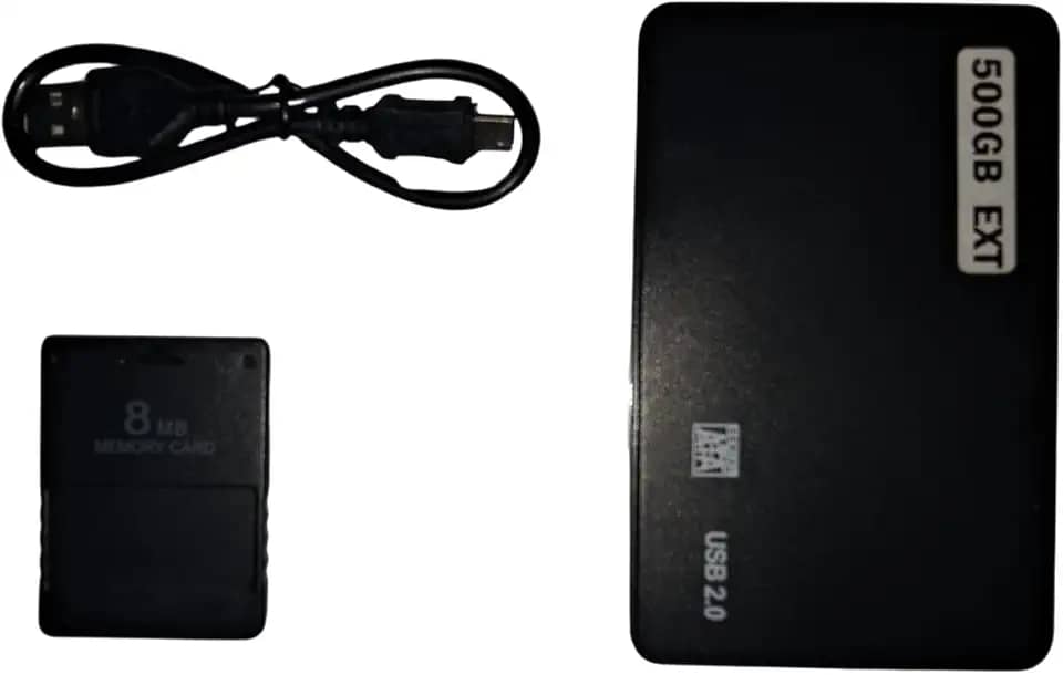 Genérico Kit para PlayStation 2: Memory Card com OPL + HD Externo (500 GB)