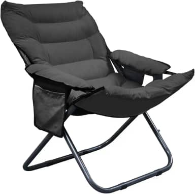 Poltrona Dobrável Reclinável 3 Posições – Leve 4,8 kg, Poltrona Papi,Compacta e Portátil para Praia, Camping, Cadeira do Papai,Estudo e Relaxar,Preto