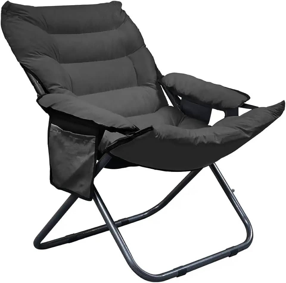 Poltrona Dobrável Reclinável 3 Posições – Leve 4,8 kg, Poltrona Papi,Compacta e Portátil para Praia, Camping, Cadeira do Papai,Estudo e Relaxar,Preto