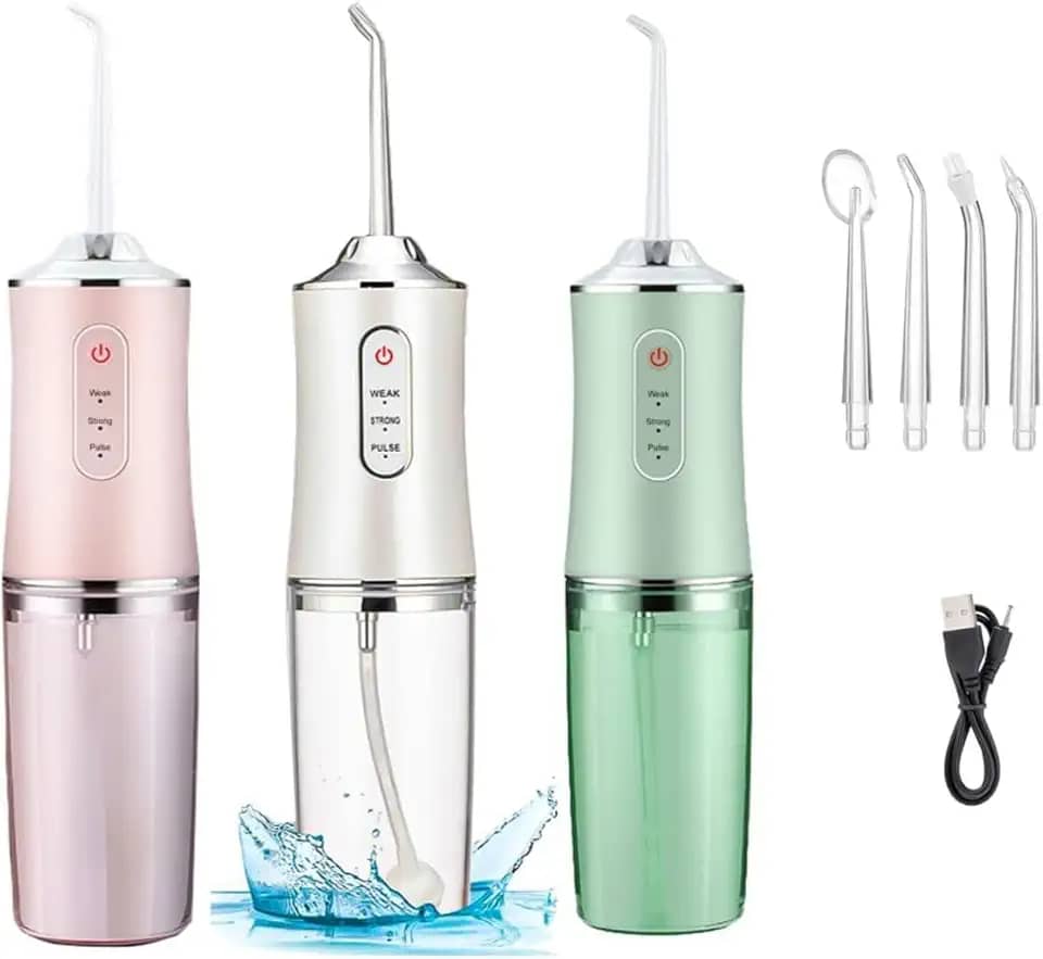 Irrigador Oral Limpeza Profunda Jato De àgua Supersônico 3 Modos Diferentes Tanque de 230ML Eletrico Dentes e Gengiva Aparelho Ortodôntico Enxaguador Bucal Eletrico - Premium