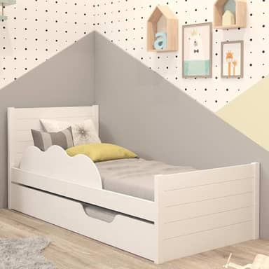Bicama Infantil Solteiro 100% Mdf Bibox Cama Auxiliar Com Rodizio Uli Branco