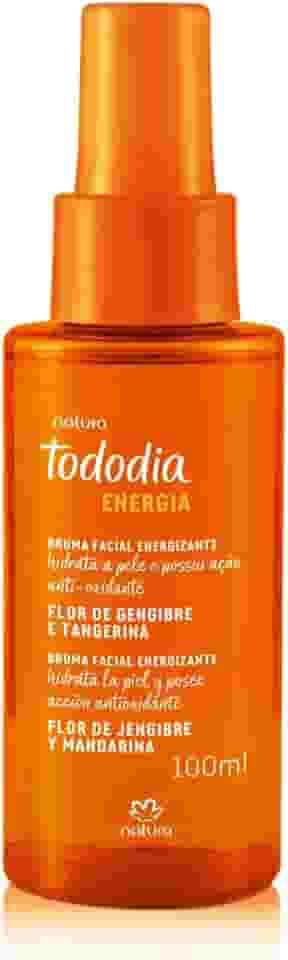 Natura Tododia Bruma Facial Energizante, Flor de Gengibre e Tangerina, 100ml, Hidratação Imediata com Vitamina E