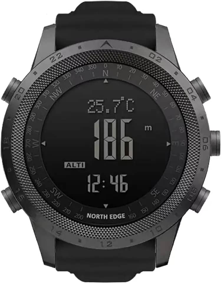 CakCity Relógio tático militar masculino - relógio esportivo ao ar livre com bússola, barômetro, altímetro e contador de passos - relógio de pulso digital de caminhada, silicone