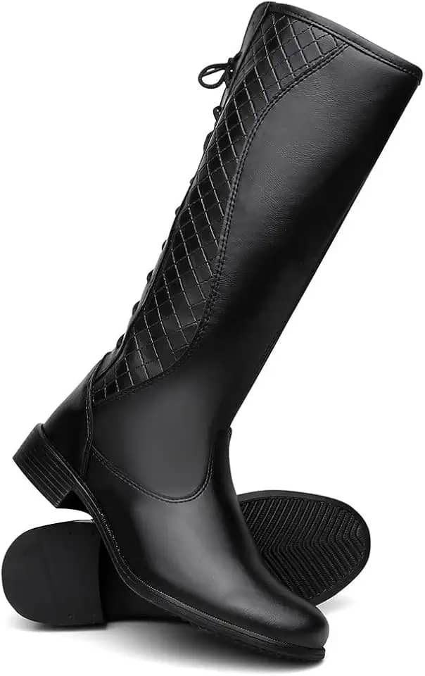 Bota Feminina Cano Longo Montaria Com Ajuste de Amarração