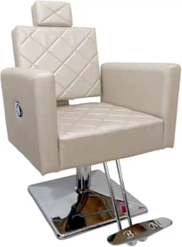 Poltrona Cadeira Reclinável P/Barbeiro Maquiagem Salão (Champanhe Acetinado)