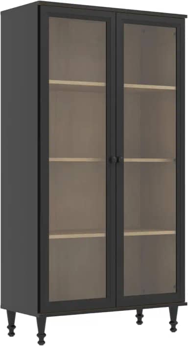 Cristaleira Estante Para Livros Ditália 2 Portas Vidro E-957 Cor:preto