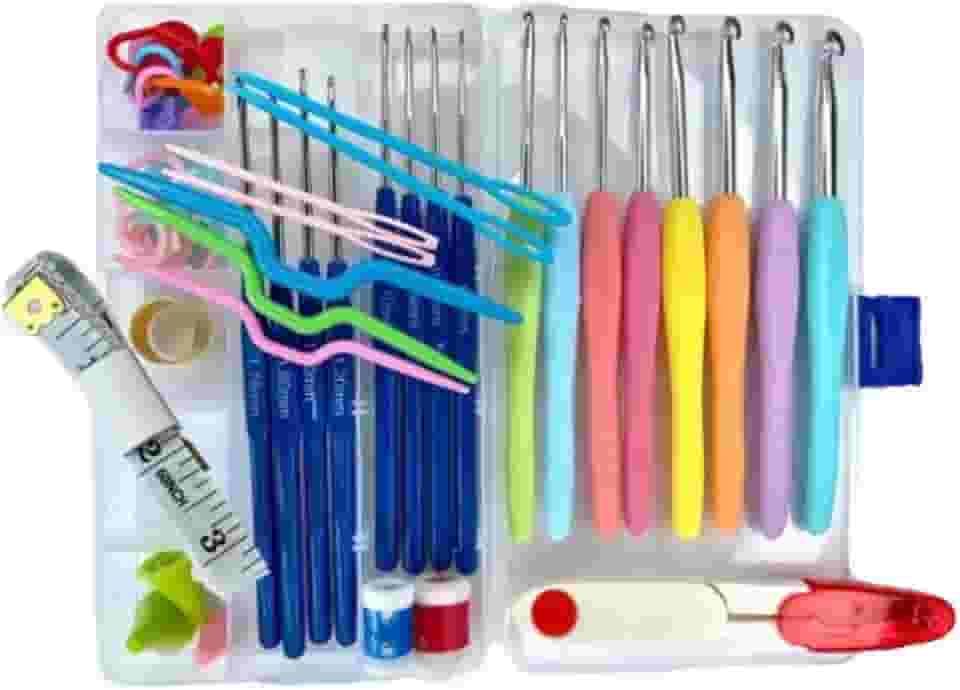kit de Crochê Completo Para Iniciantes Lanmax 16 Agulhas de Crochê de Malha Coloridas e Acessórios Ferramenta Indispensável Para Quem Busca Precisão, Durabilidade E Conforto