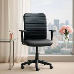 Cadeira Escritório Ergonômica NR17 Office Executiva Giratória C/Rodízios Regulável Preta Confortável Costura Esteirinha