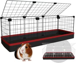 Cercado Gaiola Porquinho da Índia 30x90cm com Bandeja Higiênica Tapete Impermeável Fácil de Limpar Cercadinho Pet (Tela Branca e Tapete Azul)