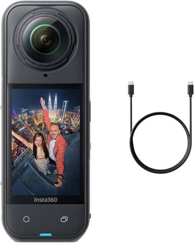 Insta360 X5 – Câmera de ação 8K 360° à prova d'água, com pouca luz, efeito de bastão de selfie invisível, lente robusta e substituível, bateria de 3 horas, protetor de vento embutido, estabilização