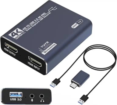 Placa de Captura de Vídeo Hdmi 4K Usb 3.0,1080p 60 HZ com Áudio para Celular para Streaming Gravação Transmissão Captura de Audio Hdmi, Aplicável a Toda a Plataforma, Jogos de Vídeode