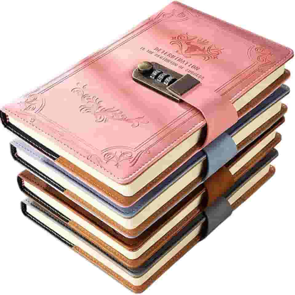 Diário Secreto com Senha e Cadeado - Genérico, Tamanho Médio A5-1 Unidade - Cor Rosa