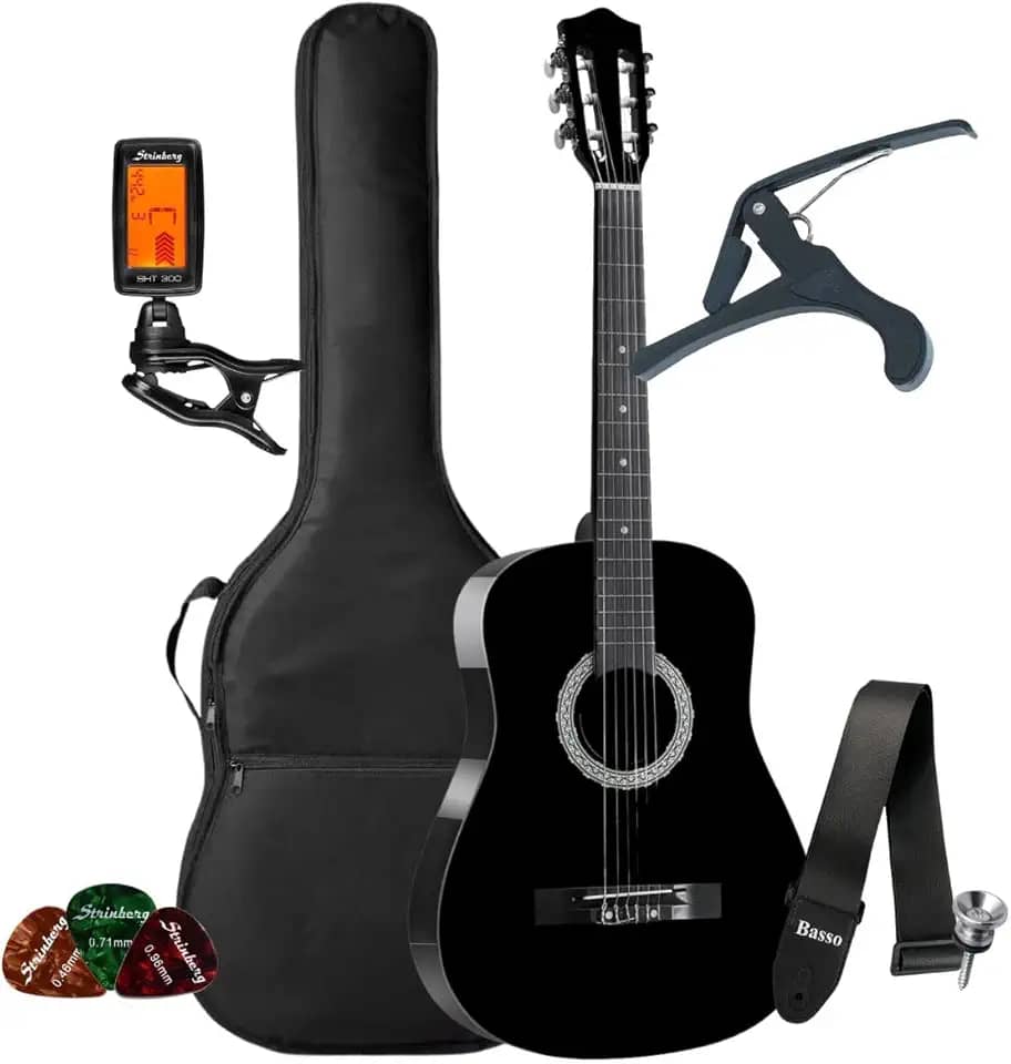 Kit Violão Acústico Bravo An100 Iniciante Nylon Clássico + Acessórios (Black)