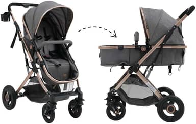 Carrinho Passeio Bebê Moisés Reversível Elysian Maxi Baby (Cinza)