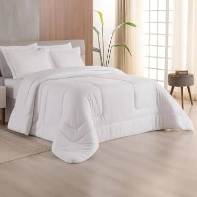Edredom Solteiro 400 Fios Dupla Face Matelado Toque Acetinado 01 Peça Branco