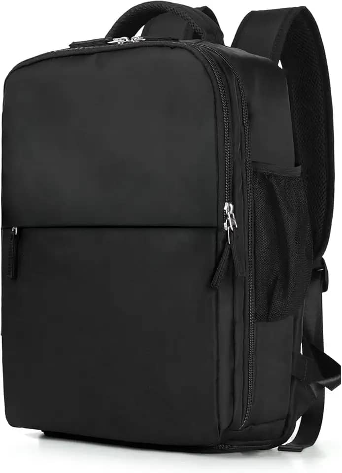Mochila de viagem grande feminina, bagagem de mão, mochila impermeável para fazer trilha e esportes ao ar livre, mochila escolar, E preto